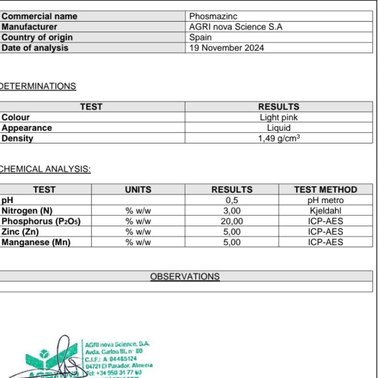SP MỚI PHÂN BÓN LÁ PHOSPHITE Mn-Zn  (3%N +20% P2O5+5% Mn+5% Zn) TBN