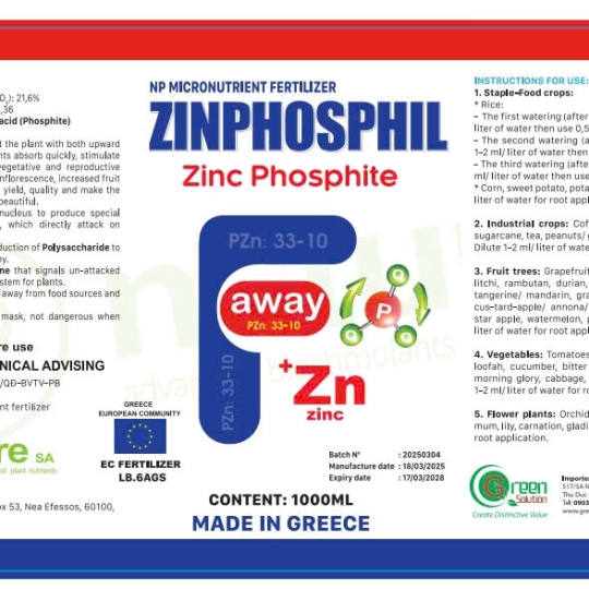 Phân Bón NP Vi Lượng Zinphosphil (1000 ML-6AGS) - Greece