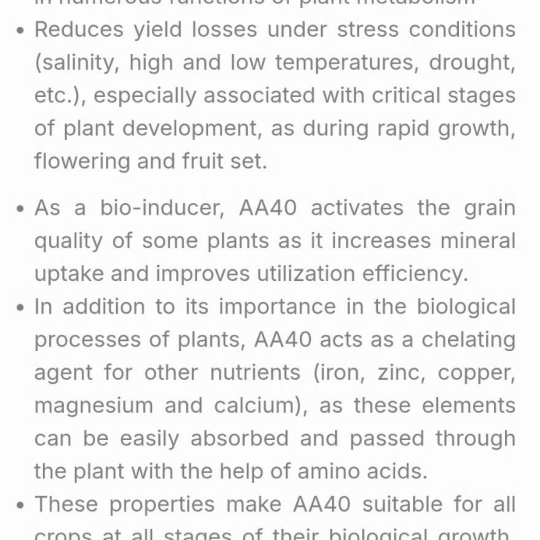 SP MỚI PHÂN BÓN LÁ  AMINO ACIDS- AA 40 (40% Amino acids-Free and oligopeptides) Hy Lạp