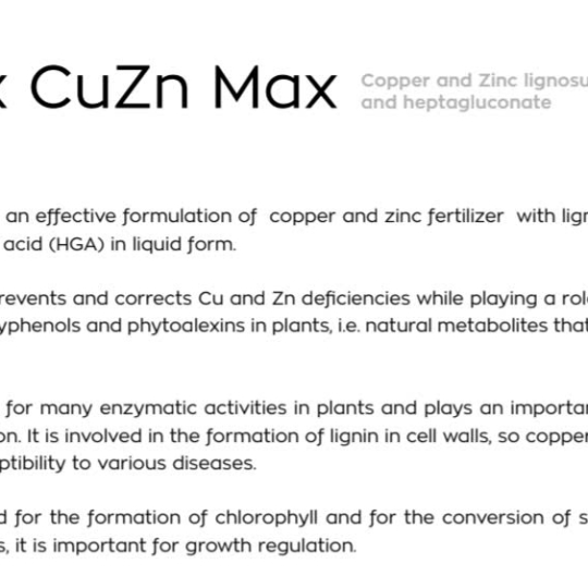 SP MỚI PHÂN BÓN LÁ  VI LƯỢNG  -CHELIX Cu/Zn Max (4% Cu+ 1% Zn) Hy Lạp