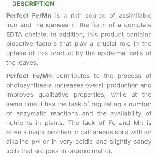 SP MỚI PHÂN BÓN LÁ  VI LƯỢNG - PERFECT Fe/Mn (4,5% Fe+1,5% Mn) Hy Lạp