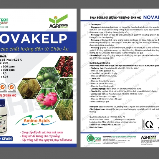 Phân bón lá sinh học nhiều thành phần - NOVAKELP (500 ML 1LB.NOVA) - Spain